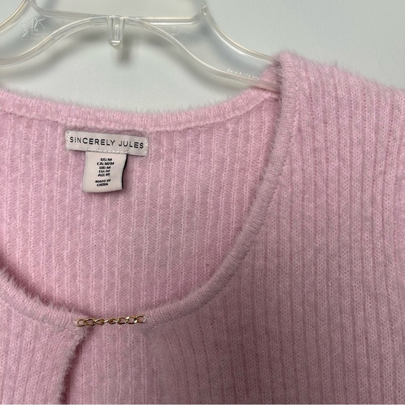 Sincerely Jules Fluffy Baby Pink Short Sleeve Cardigan - Picture 2 of 9